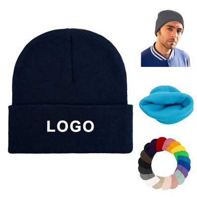 Soft Beanie Cuffed Plain Skull Knit Hat