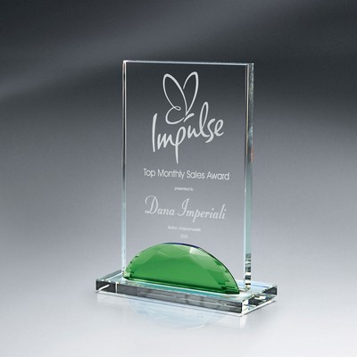 Small Optic Crystal Green Gemstone Award