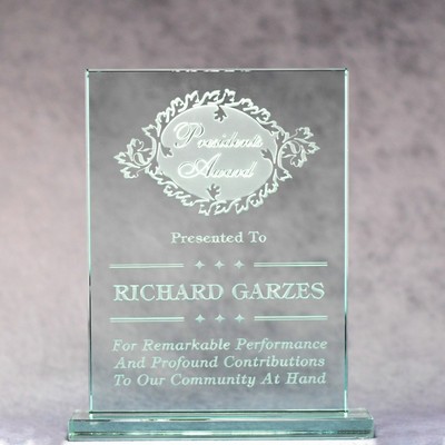 Jade Glass Standing Plaque Award - 6"x8"