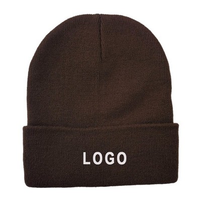 Unisex Embroidered Solid Color Knitted Beanie