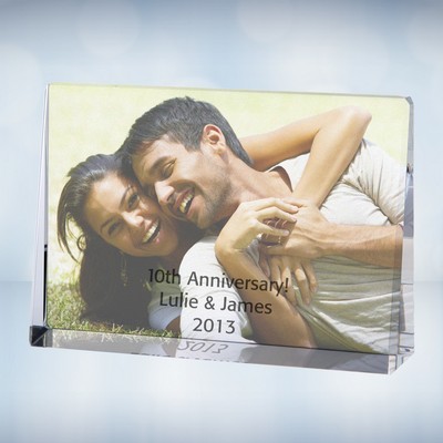 5" Color Photo Imprinted Horizontal Rectangle Optical Crystal Award Plaque