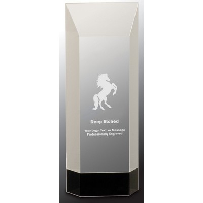 9 1/2" Clear Crystal Self-Standing Rectangle Award on Black Base