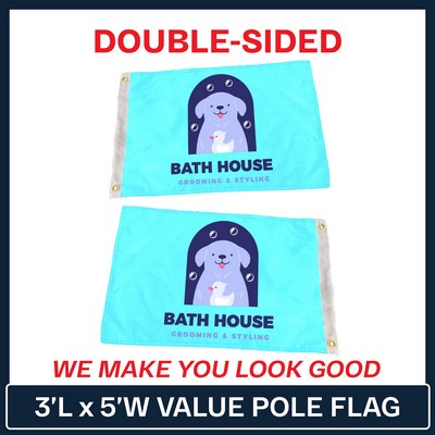 VALUE - 3' x 5' Custom Pole Flag - Double Sided