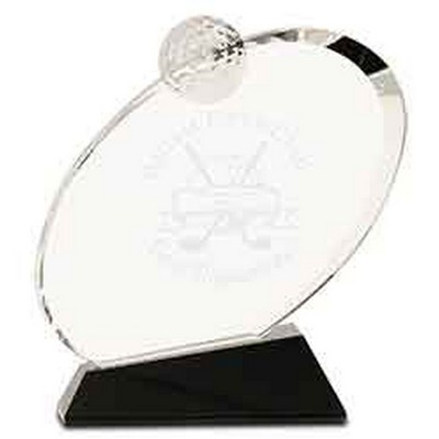 Clear Optic Crystal Oblong Golf Award on Black Optic Crystal Base (6")