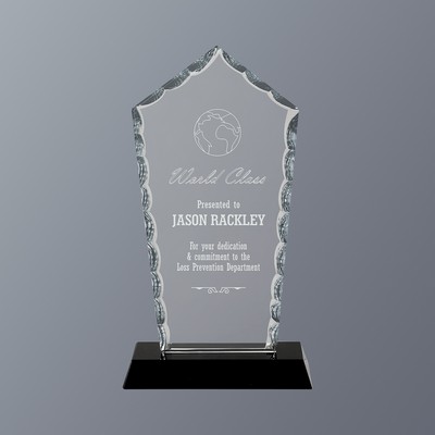 Clear Diamond Facet Glass on Black Crystal Base, Small (4"x 7-3/4"H)