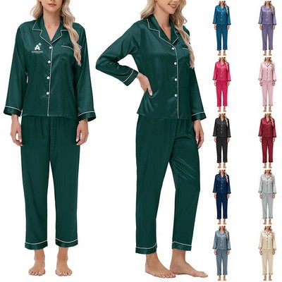 Women Satin Pajamas Set