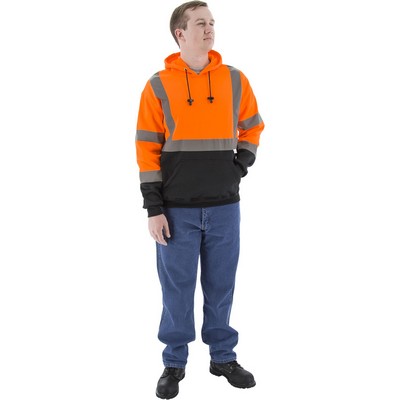 Majestic 75-5328 Hi-Viz Hooded Pullover Sweatshirt, ANSI 3