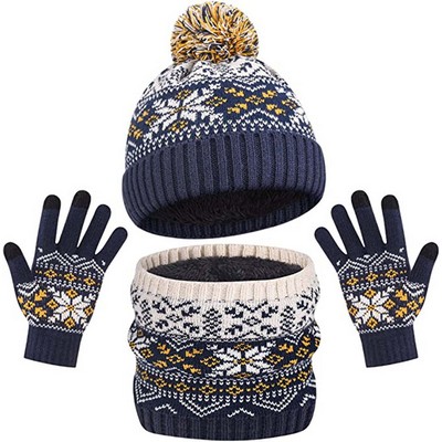 Kids Winter Hat Gloves Scarf Set