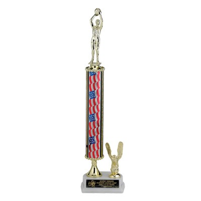 15 ½" Single Column Stars & Stripes Trophy w/Eagle Trim - Takes Figure