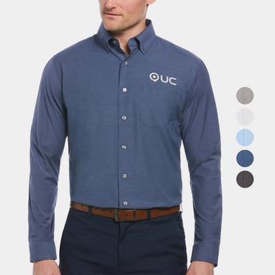 PERRY ELLIS® Big and Tall Heathered Woven Men's Dress Shirt with Custom Logo