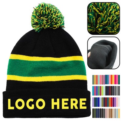 Sport Acrylic Pom Beanie With Cuff
