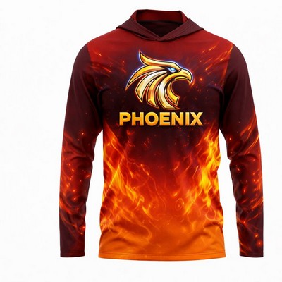Long Sleeve Sublimated Upf Drifit Hooded T Shirt
