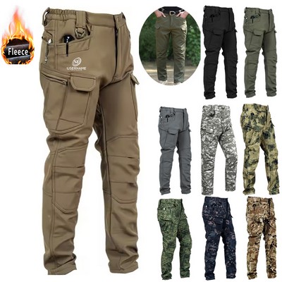 Men's Thermal Winter Hiking Fleece Lined Softshell Tactical Trousers