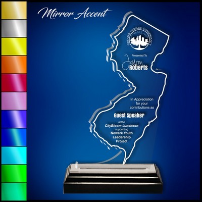 8" New Jersey Clear Acrylic Award with Mirror Accent