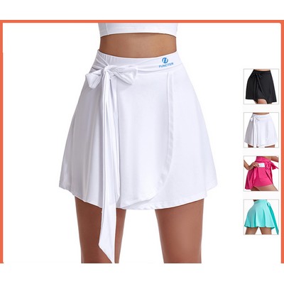 Women's Lace-up High Waisted Bowknot Tennis Golf Skorts w/Pockets