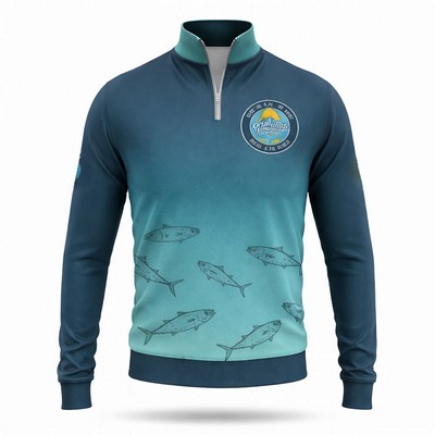 Sublimated Long Sleeve Fishing Quarter Zip Shirt 180G Mesh