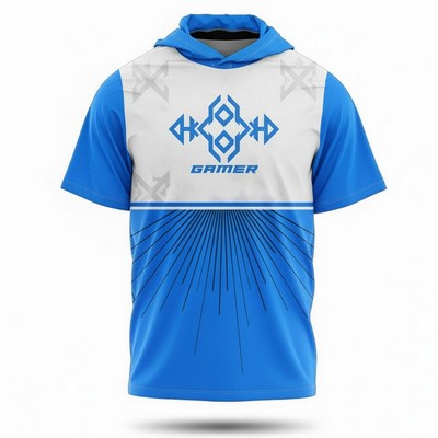 Unisex Sublimated Short Sleeve Hooded T Shirt 180GSM