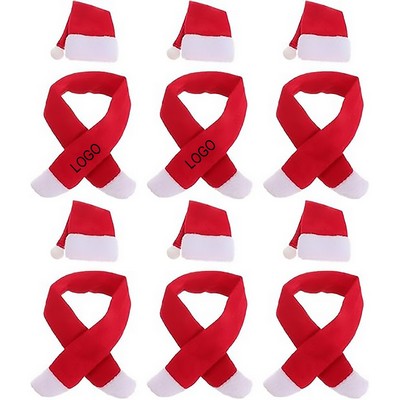 Christmas Wine Bottle Cover Mini Santa Hat Scarf Set