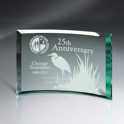 Beveled Jade Glass Crescent Plaque (Medium)