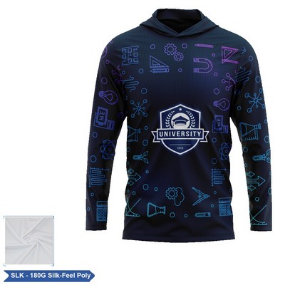 Unisex & Kids' Sublimation Silk-Feel Poly LS Hooded T-Shirt
