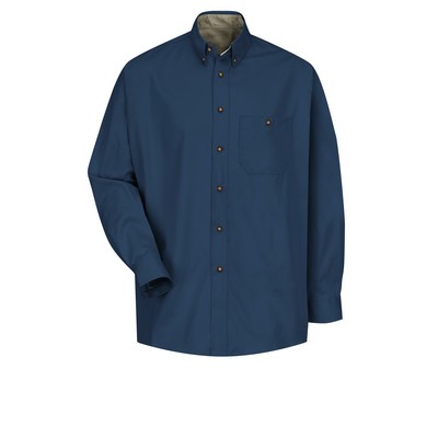 Red Kap Shirts - Men's Long Sleeve Cotton Contrast Dress Shirt