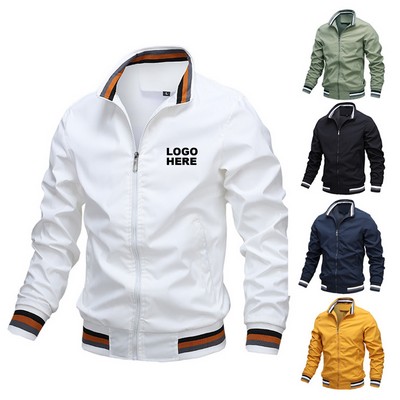 Men's Varsity Baseball Jacket Zip Up Active Coat Bomber Jacket Outwear Lightweight Windbreaker Casua