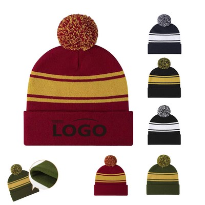 Knit Winter Pom Pom Beanie Cap