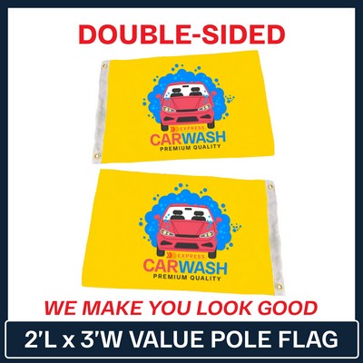 VALUE - 2' x 3' Custom Pole Flag - Double Sided