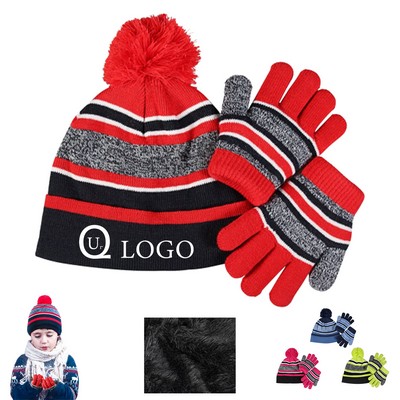Knit Hat And Gloves Set