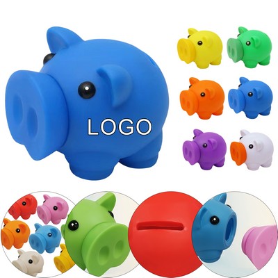 Silicone Cartoon Pig Coin Bank