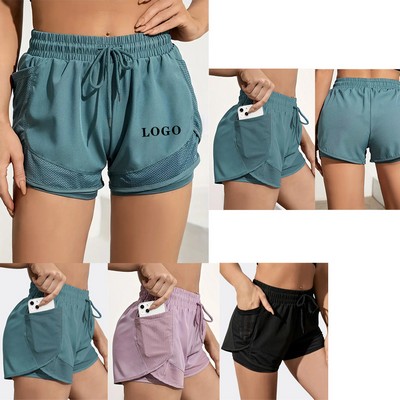 Breathable Women's Athletic Shorts with Dual-Layer Design