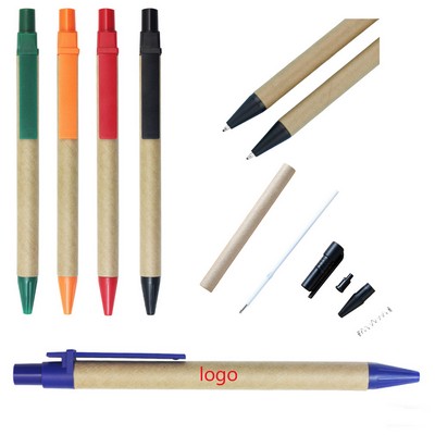 Rustic Kraft Paper Push-Pen With Clip Personalization