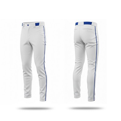 Premium Full Length Solid Color Baseball Pants w/ Piping