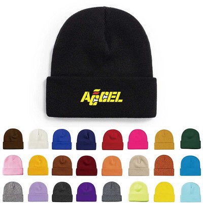 Unisex Warm Winter Hats Acrylic Knit Cuffed Beanie