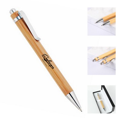 Bamboo Wooden Retractable Ballpoint Pen