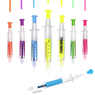 Syringe Pen with Highlighter & Blue Ink