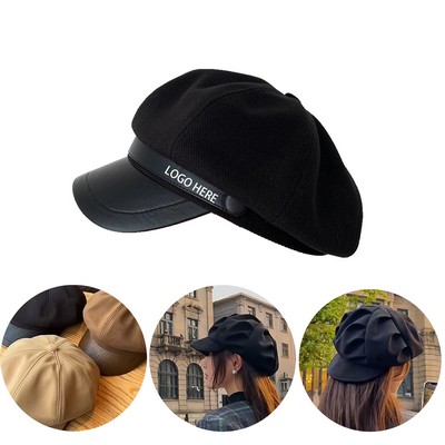 Women's Newsboy Beret Cap Adjustable Baker Boy Sailor Fiddler Hat Style Multifunctional