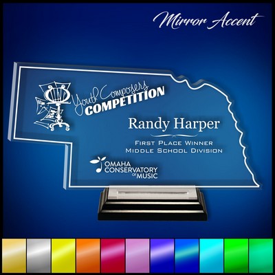 9" Nebraska Clear Acrylic Award with Mirror Accent