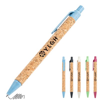 Click Activated Cork Wooden Pen