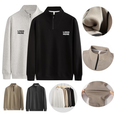 Promotional Winter Apparel Men's Quarter-Zip Pullover Mock Neck Sweatshirt