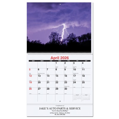 Majestic Outdoors Monthly Wall Calendar w/Coil Binding (10 5/8"x 18 ¼")