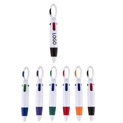 Carabiner-Shaped 4-Color Retractable Plastic Pen