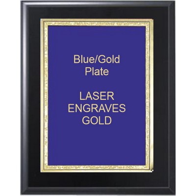Black Matte Plaque 7" x 9" - Blue/Gold 5" x 7" Florentine Plate