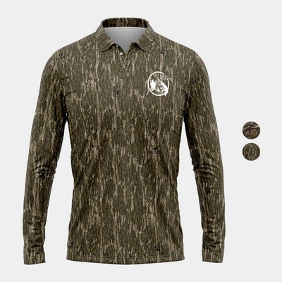 Mossy Oak® Men's 4.4 Oz. Polyester Interlock Long Sleeve Polo Shirt