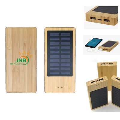 Bamboo Solar Panel Power Bank with 10000mah