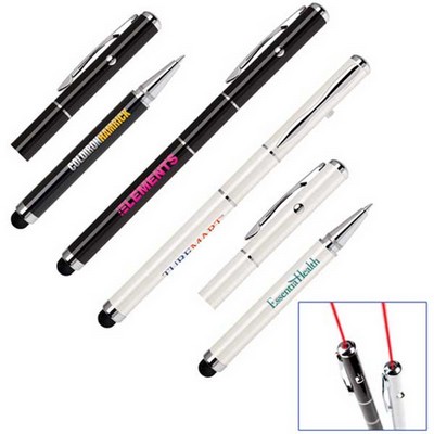 3-in-1 Soft Touch Stylus & Laser Pointer/Ballpoint Pen