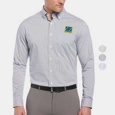 PERRY ELLIS® Mini Grid Woven Men's Button-Down Dress Shirt with Custom Logo
