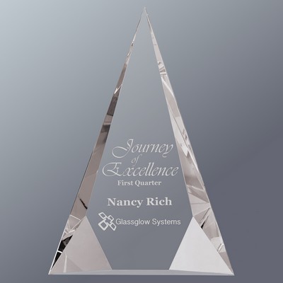 Self-Standing Faceted Crystal Triangle Award, Large (7"x10"H)