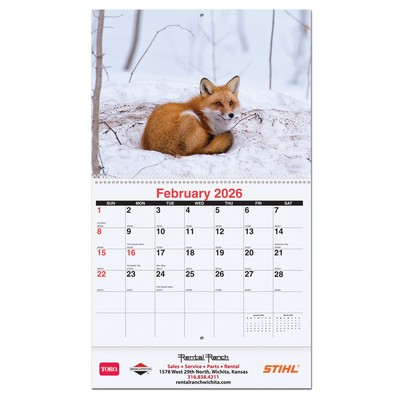American Wildlife Monthly Wall Calendar w/Coil Binding (10 5/8"x 18 ¼")