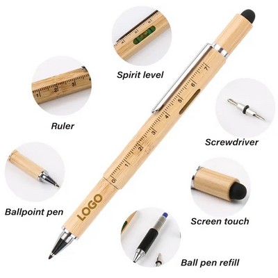 6" 1 Multifunctional Tool Bamboo Pen